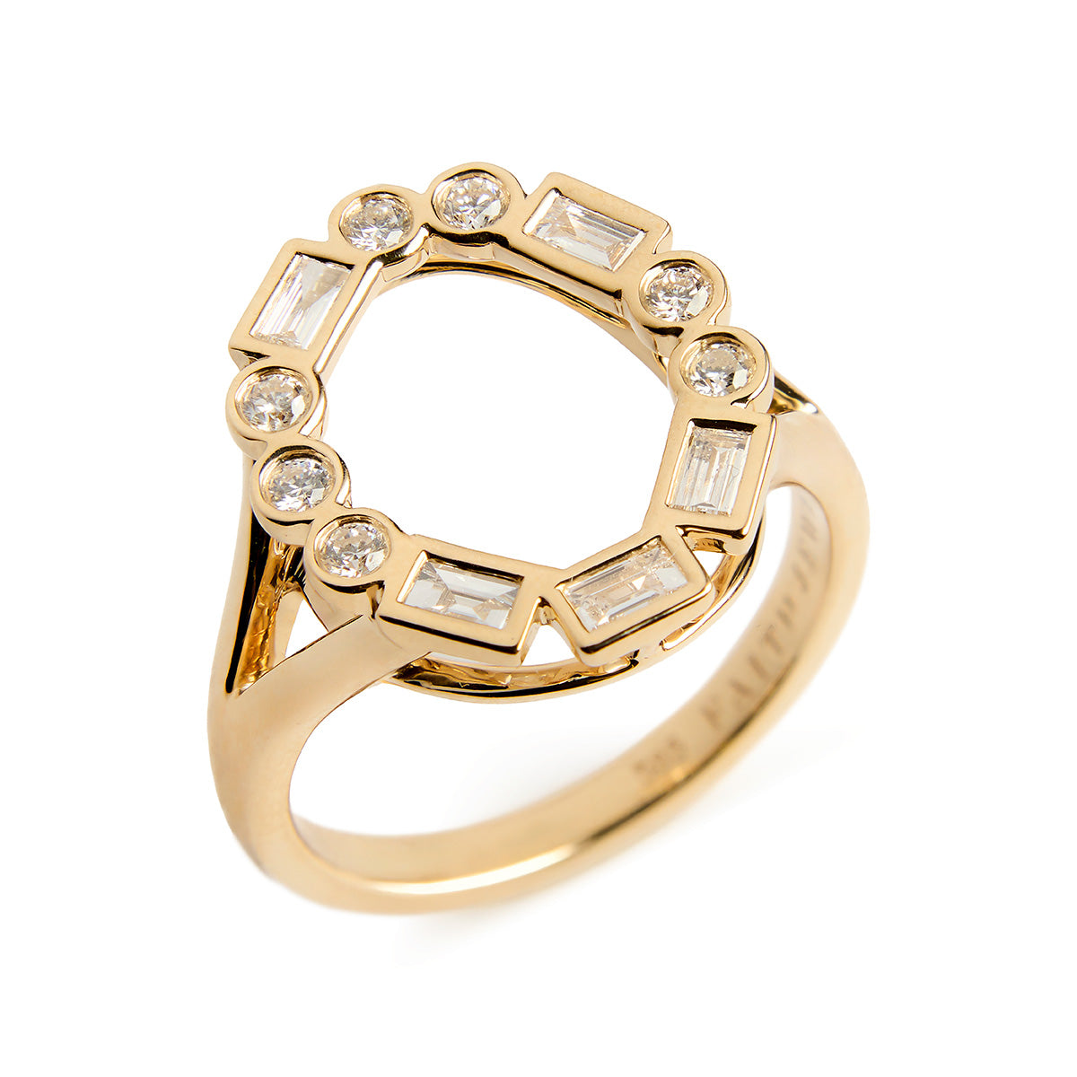 Morse Code Mini LOVE Oval Diamond Ring - Yellow Gold