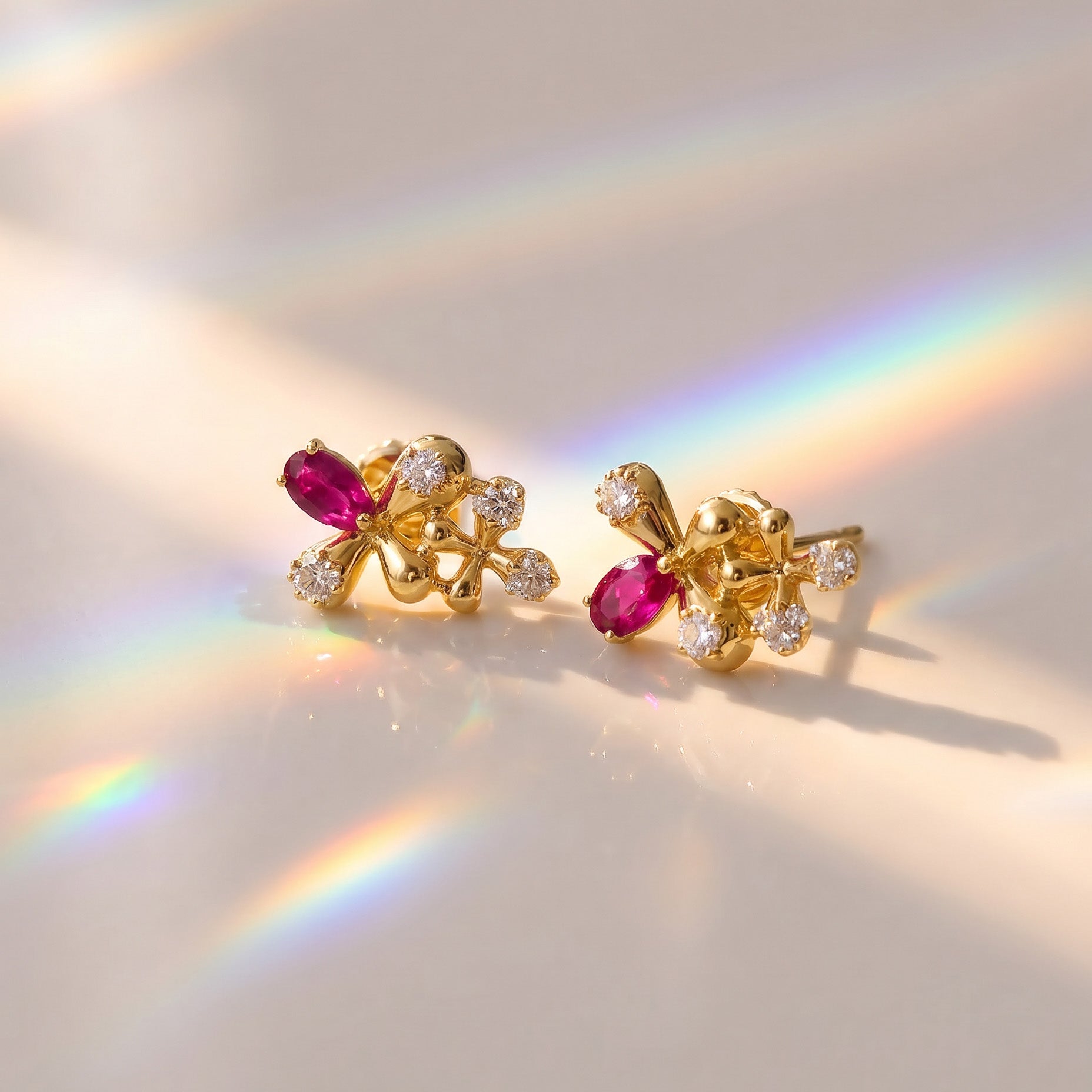 WILDFLOWERS RUBY & DIAMOND STUD EARRINGS - SOLD