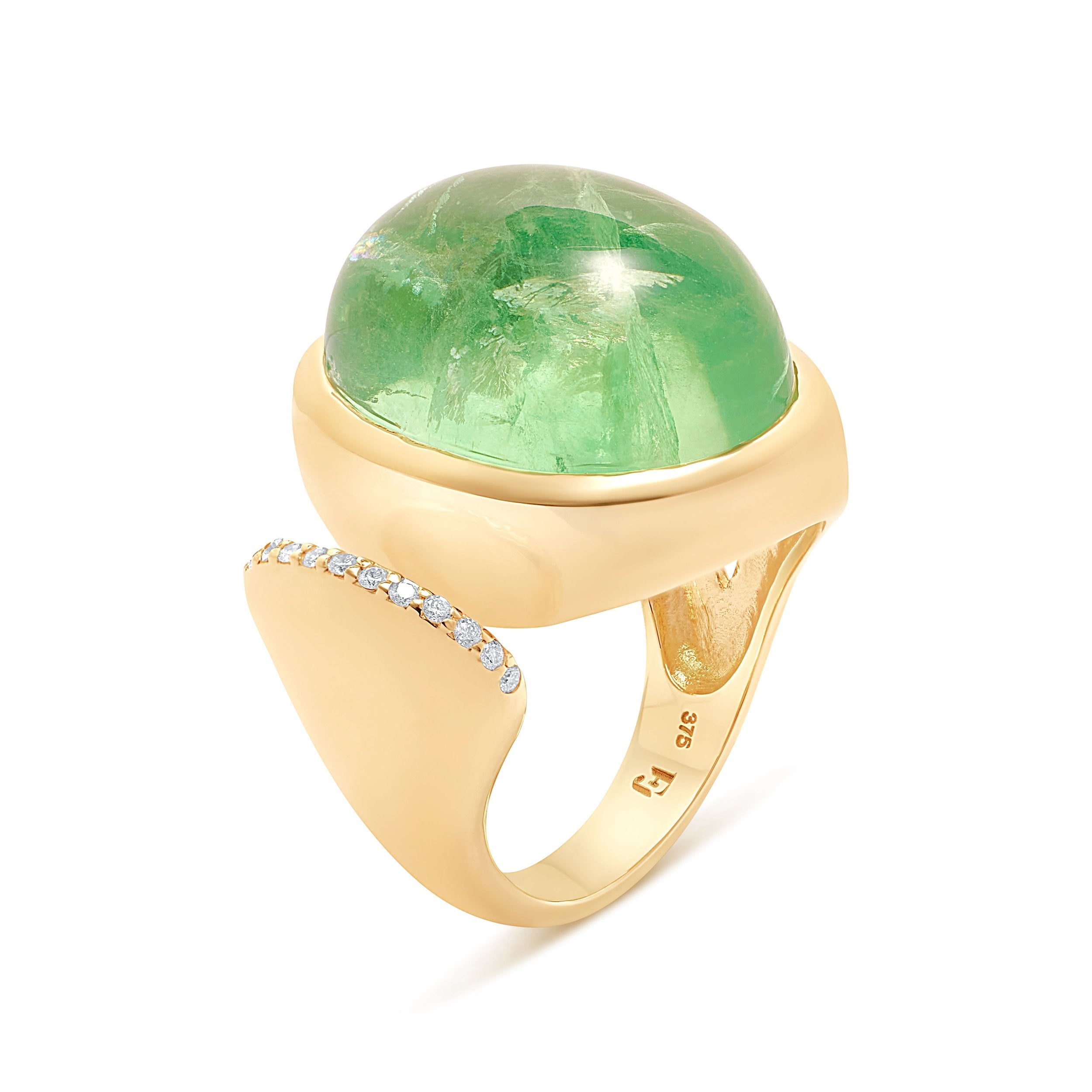 FJ CABOCHON FLUORITE TOI ET MOI RING