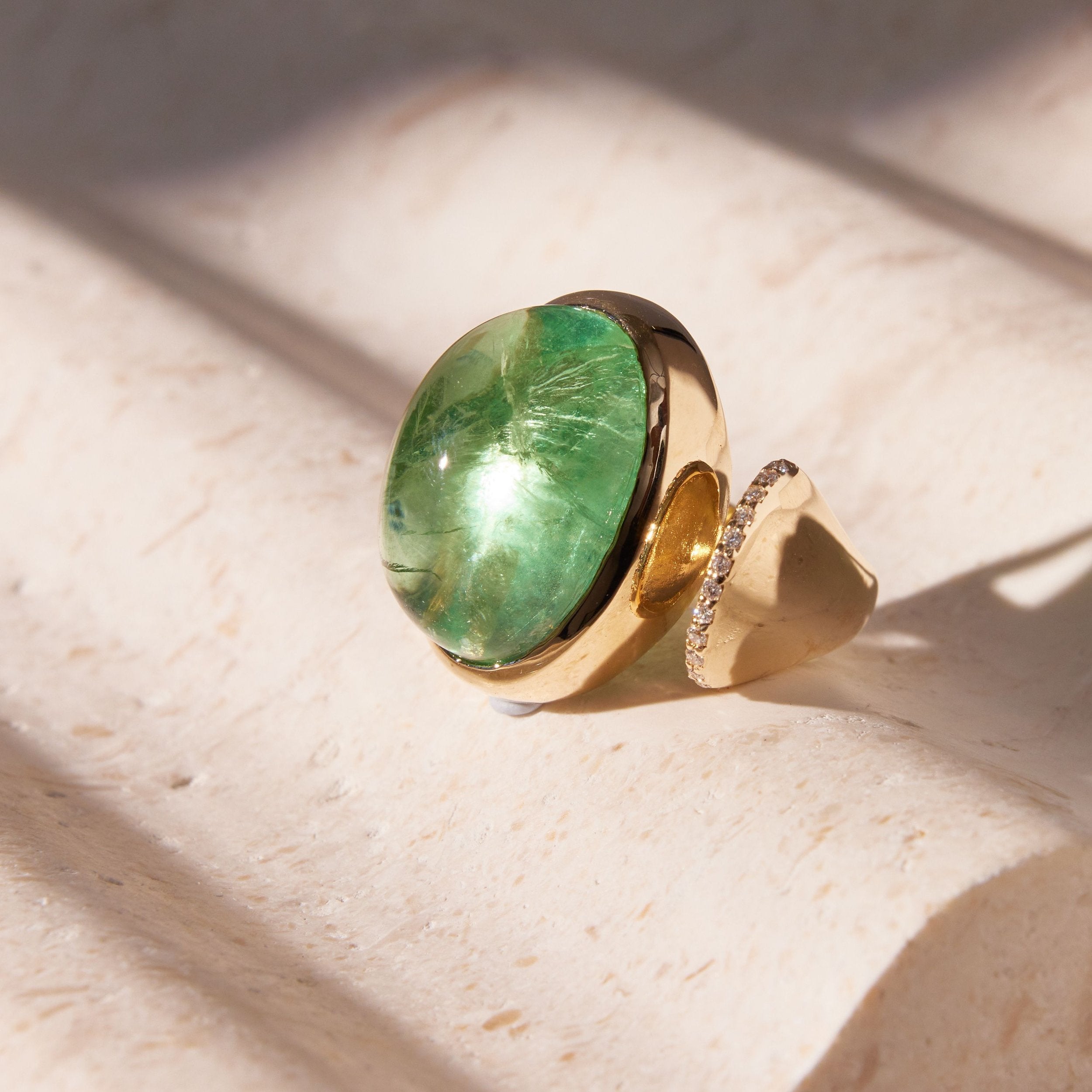 FJ CABOCHON FLUORITE TOI ET MOI RING