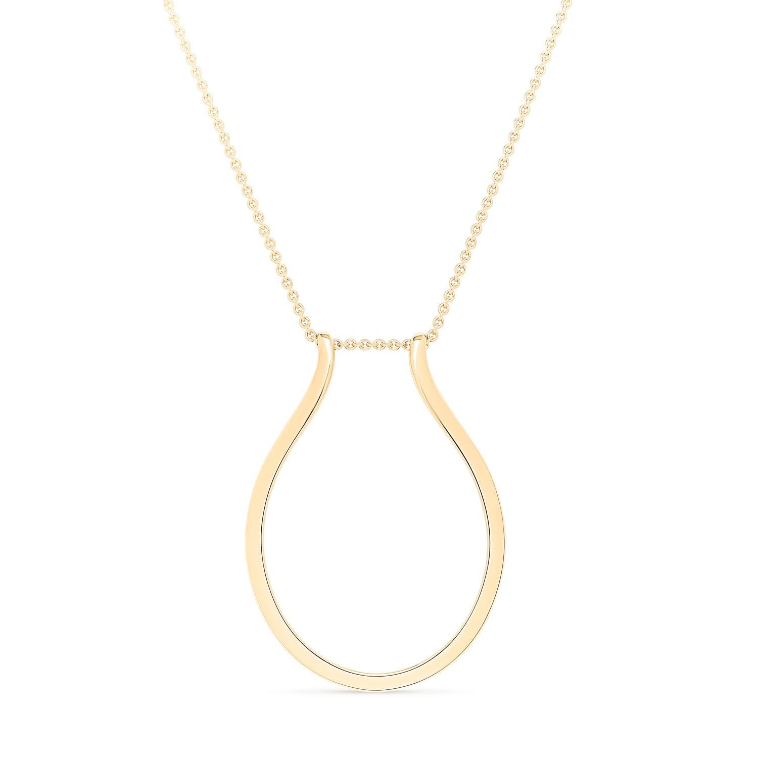 Elegant ring holder necklace in 9k yellow gold with delicate trace chain, adjustable length