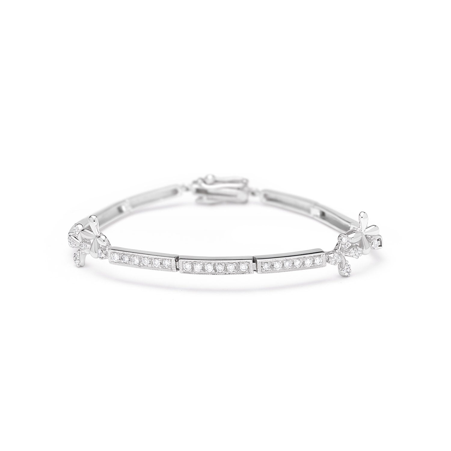 Wildflowers Diamond Bracelet in 18k white gold with 0.50ct diamonds and stylised floral motifs