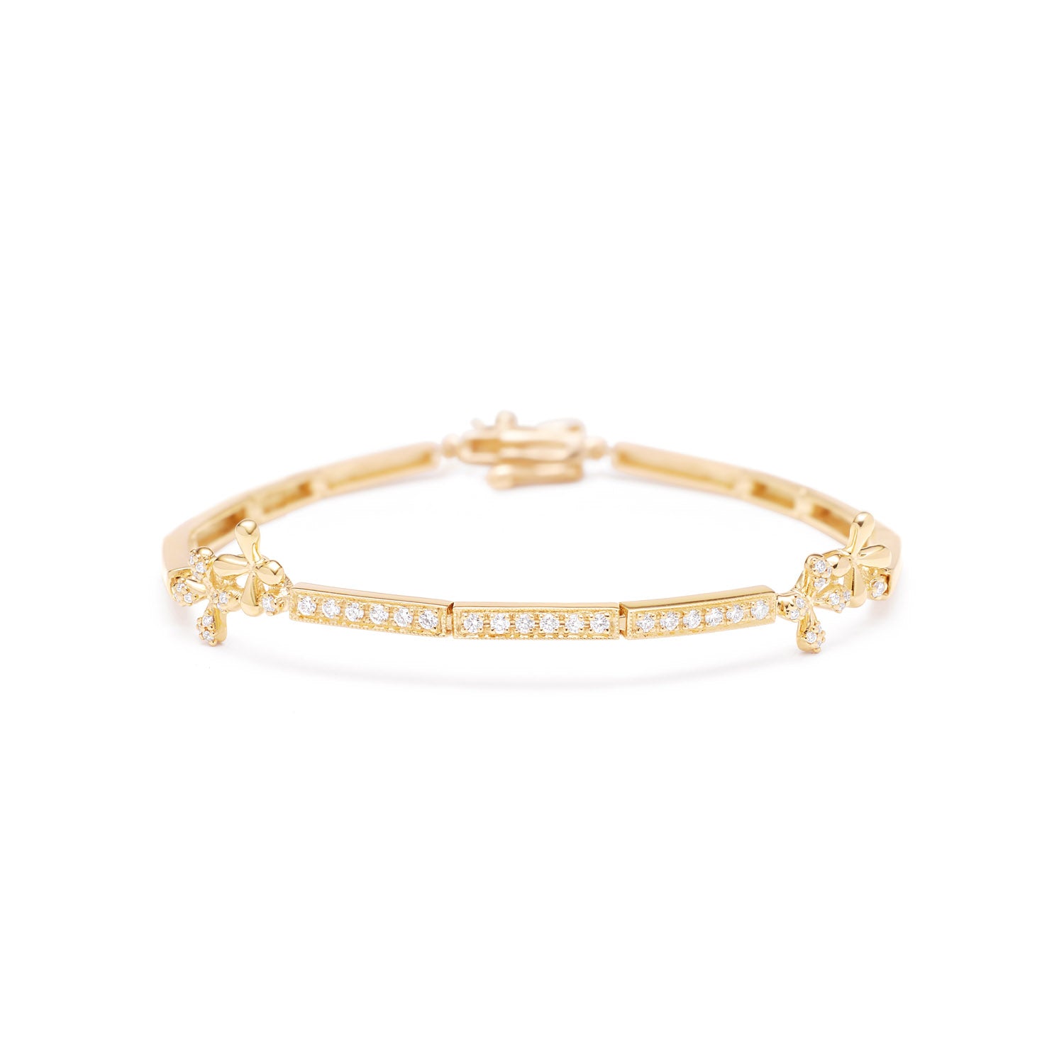 Wildflowers Diamond Bracelet in 18k yellow gold with 0.50ct diamonds and stylised floral motifs