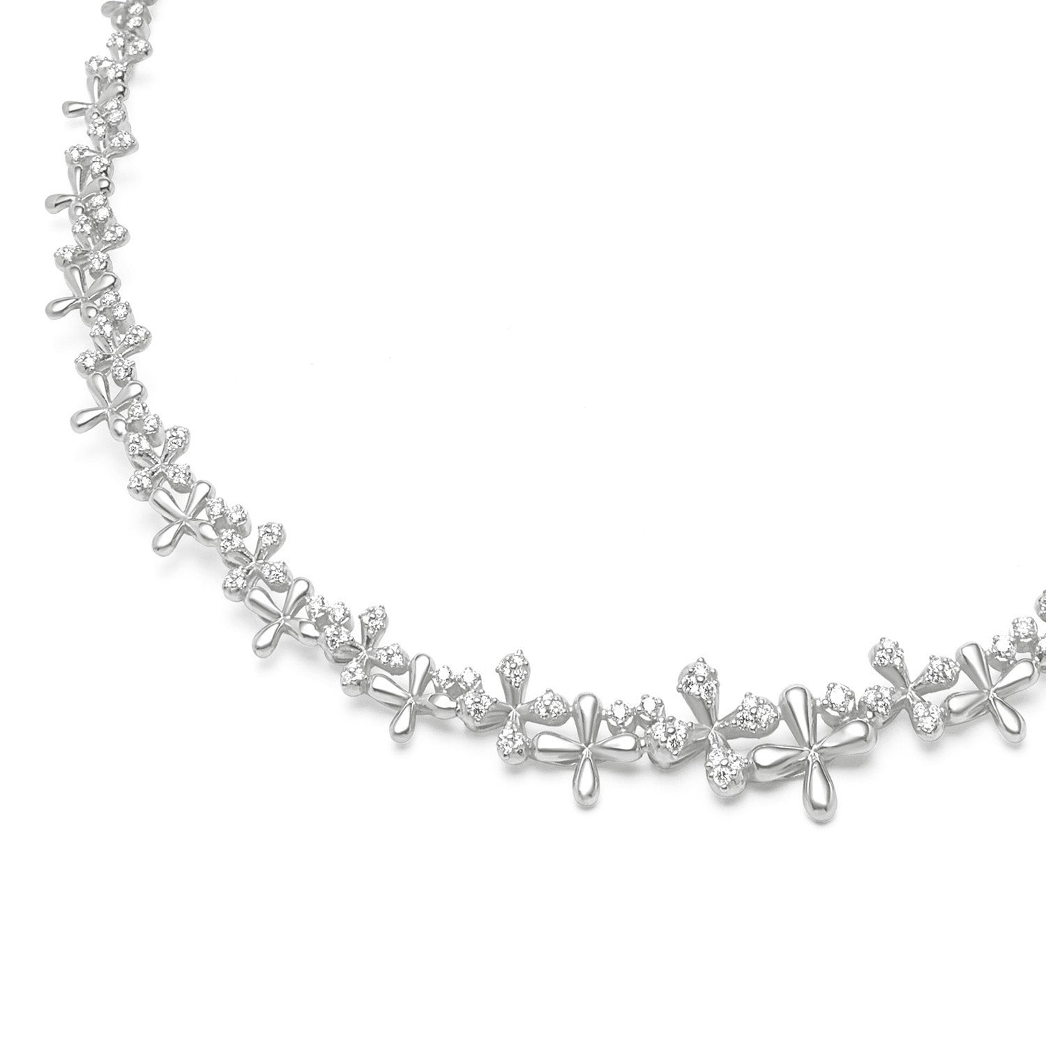 Wildflowers Diamond Collar in 18k white gold with 3.00ct natural diamonds and floral motifs