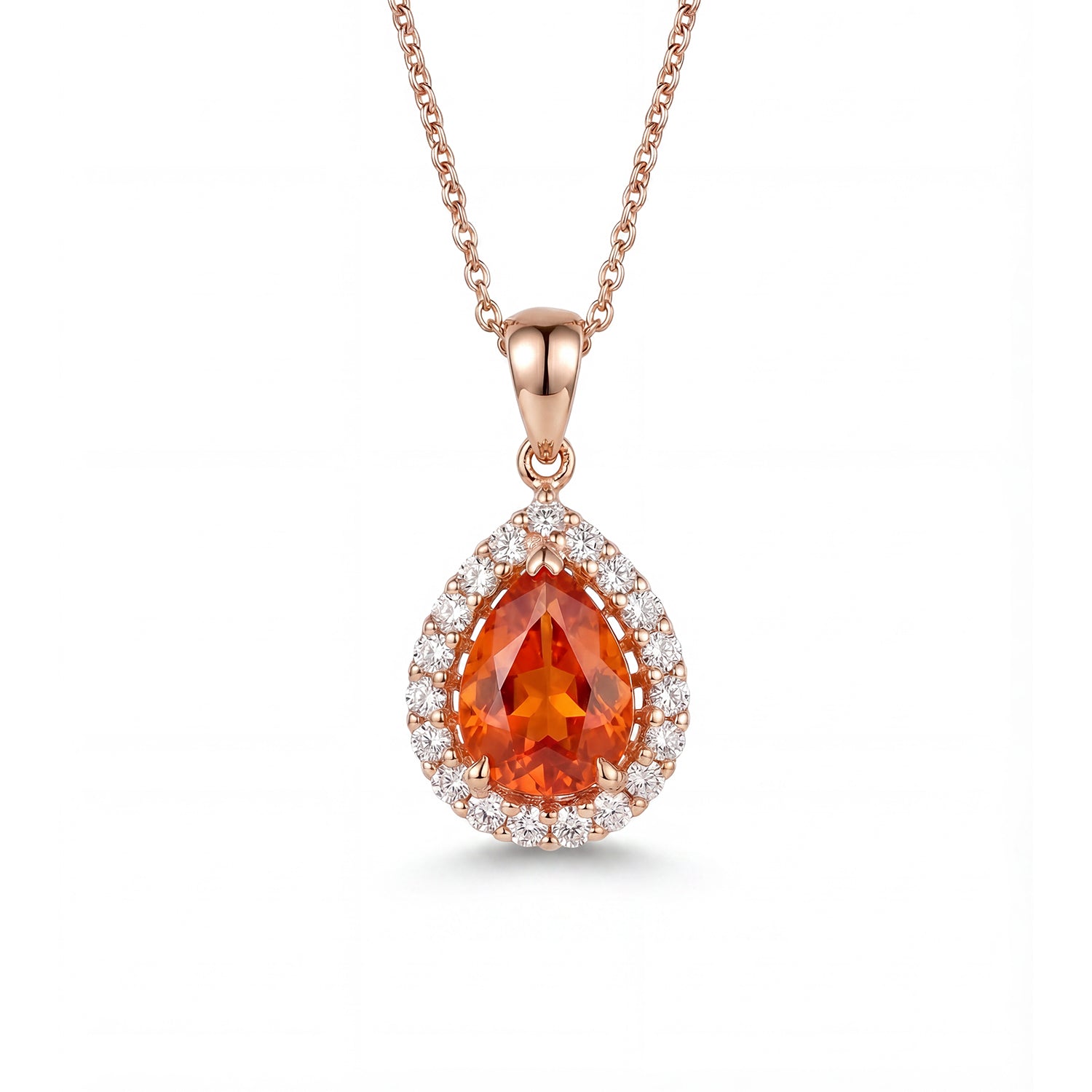 ORANGE SAPPHIRE & DIAMOND PENDANT