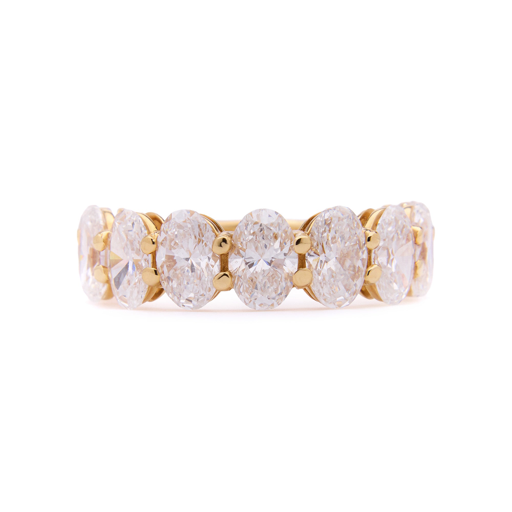 Ninefold Oval Diamond Ring 4.00ct in 18k Yellow Gold. Elegant Oval-Cut Diamond Statement Ring