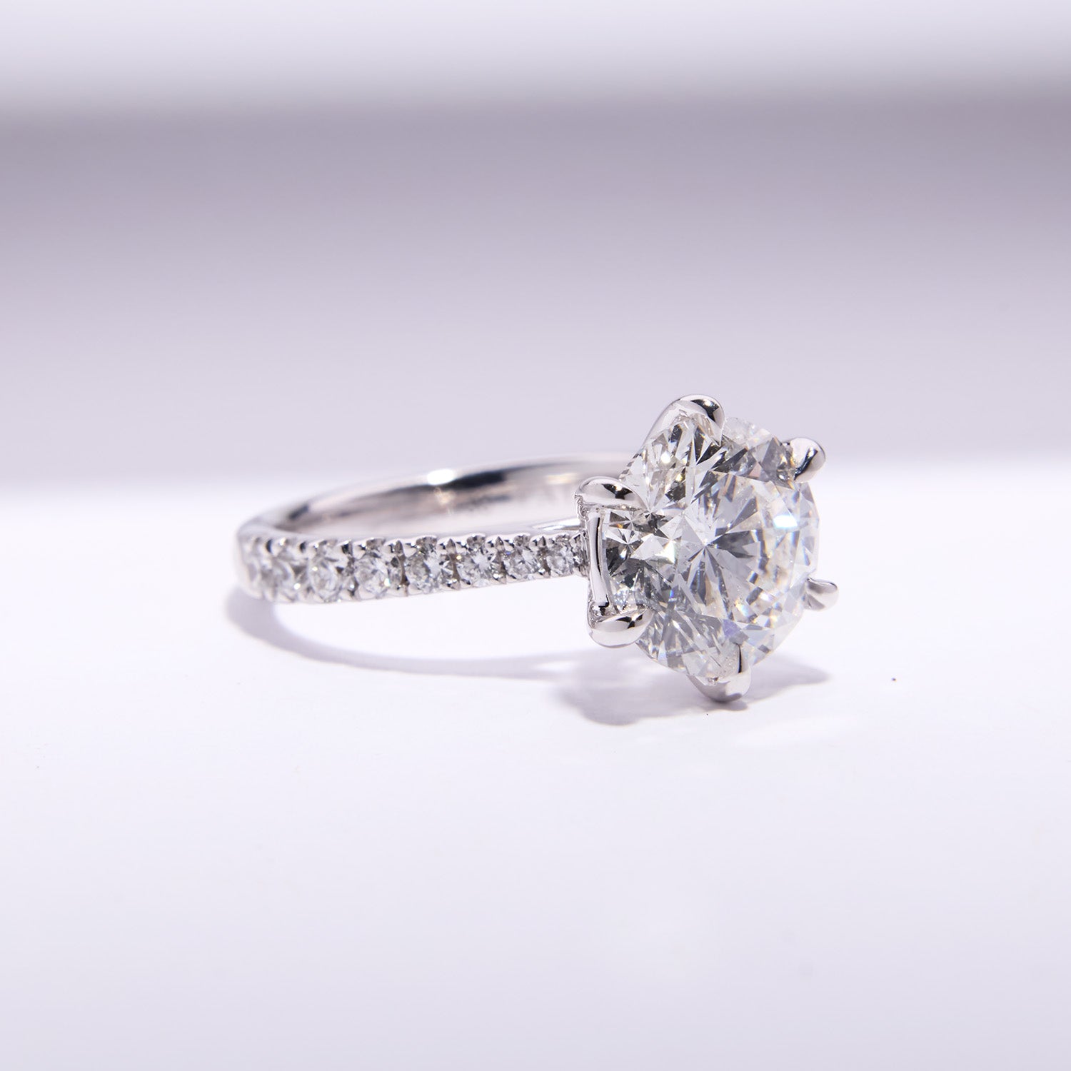 Remodeled engagement ring set with 3ct round diamond, crafted for brilliance, love, and lasting elegance.