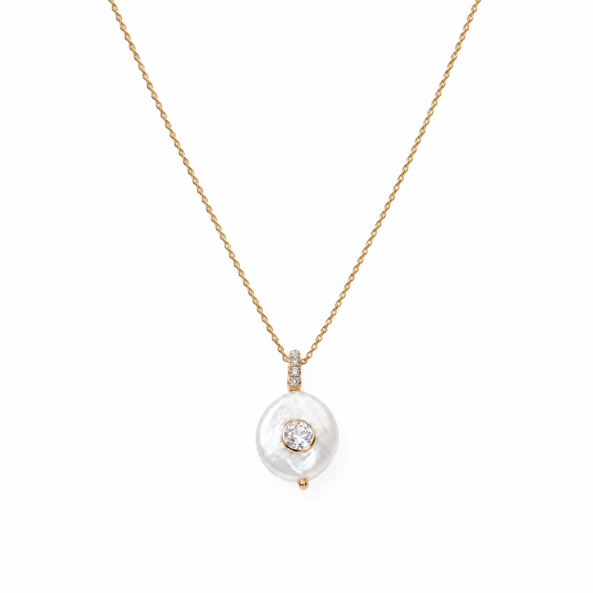 Gemdrops Coin Pearl Charm - White Topaz