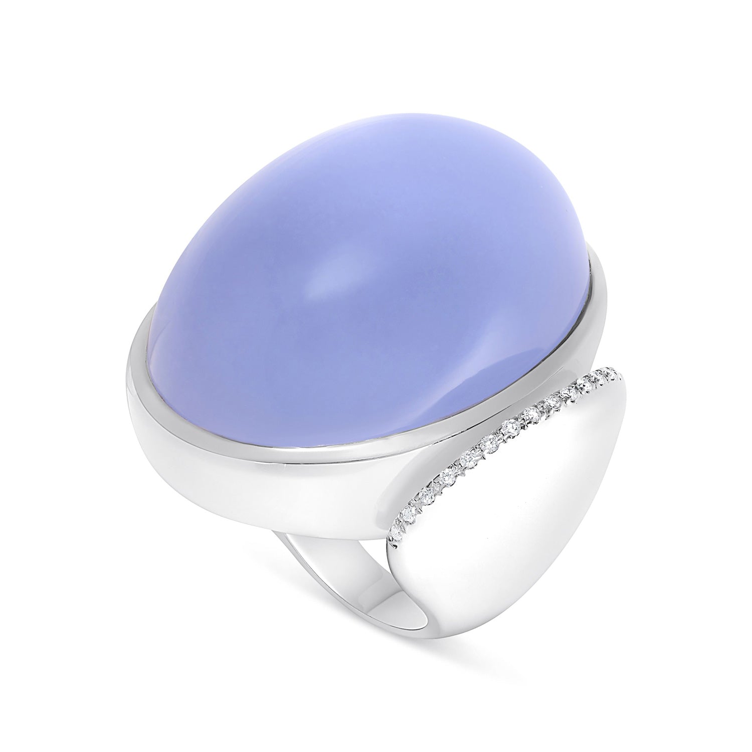 FJ CABOCHON CHALCEDONY TOI ET MOI RING