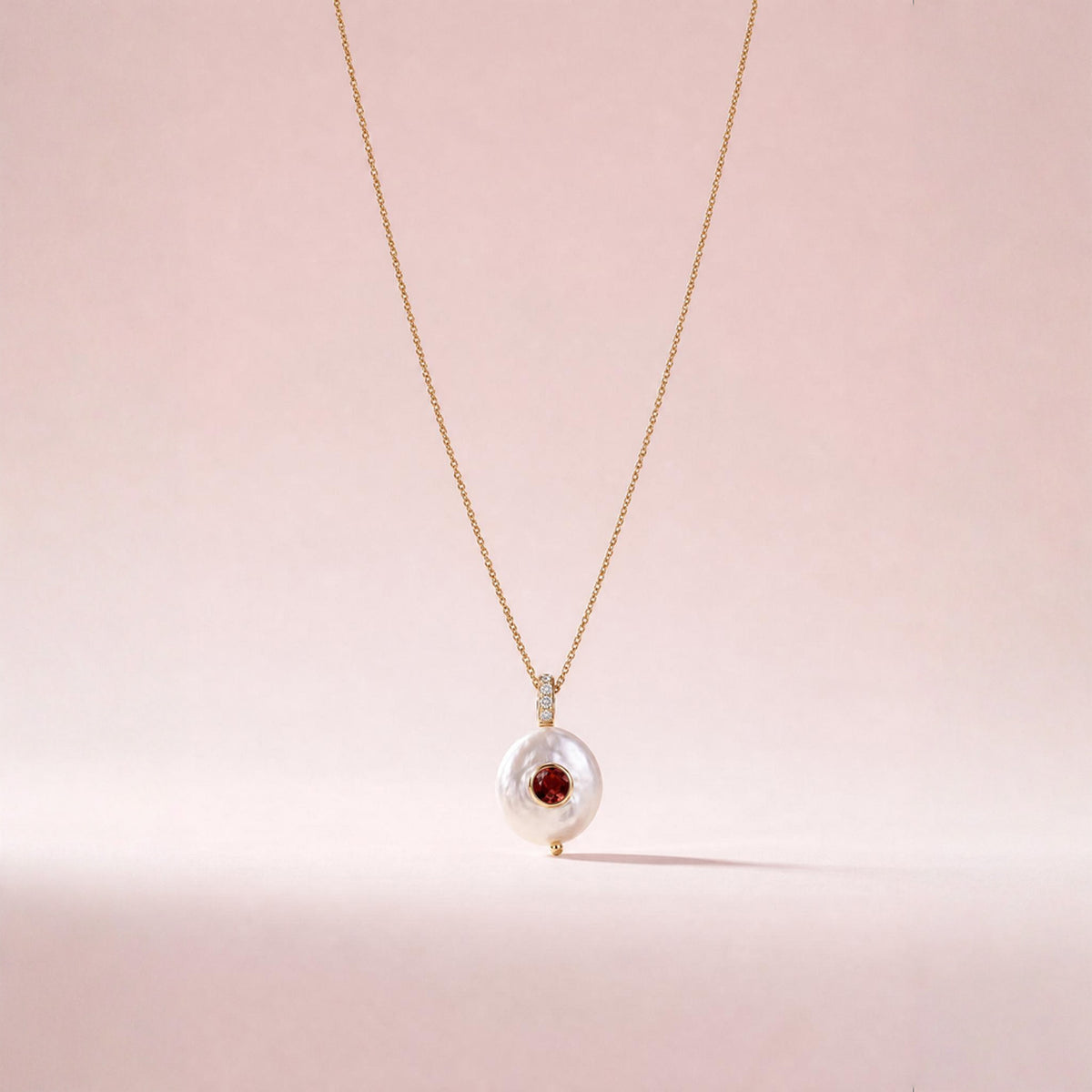 Gemdrops Coin Pearl Charm - Garnet