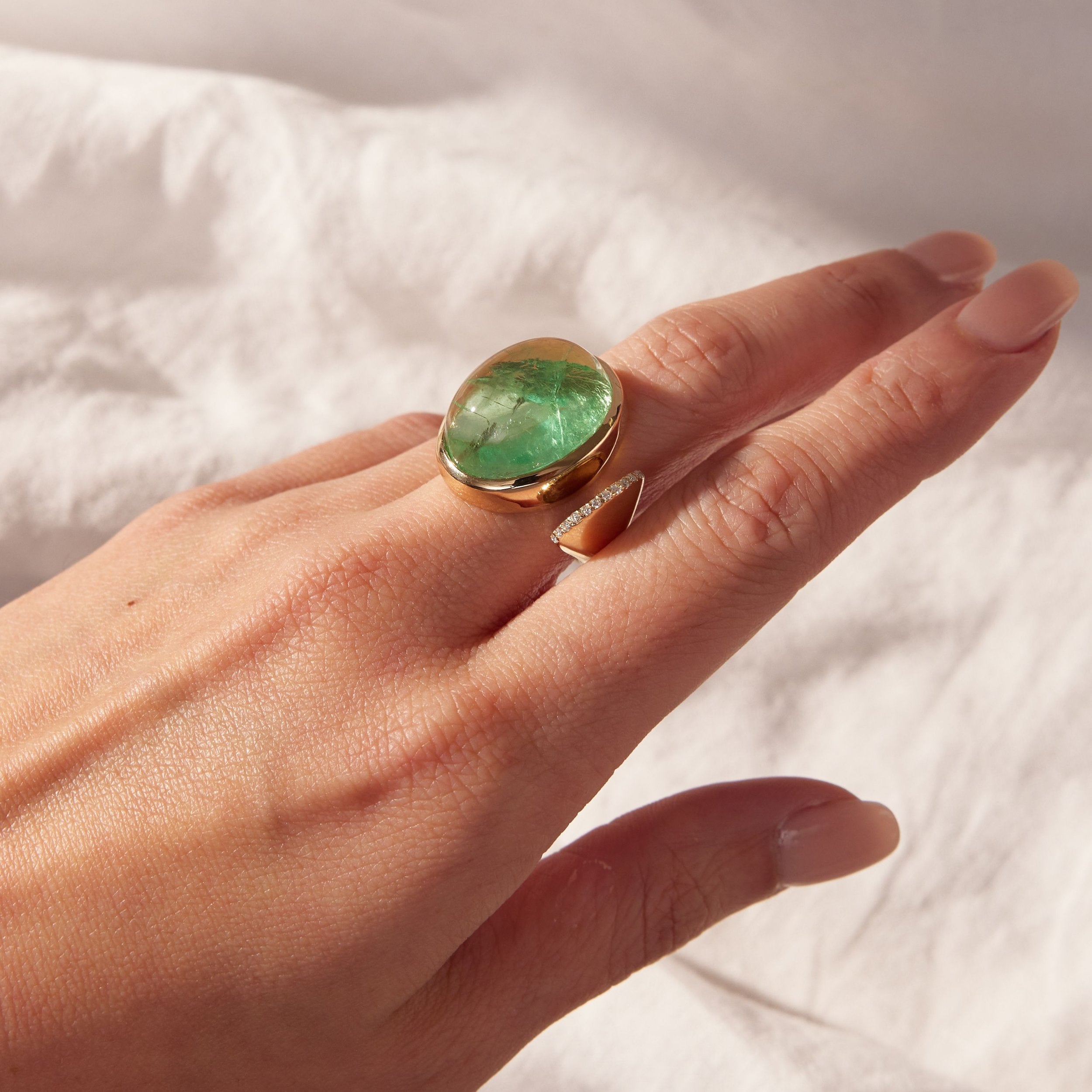 FJ CABOCHON FLUORITE TOI ET MOI RING