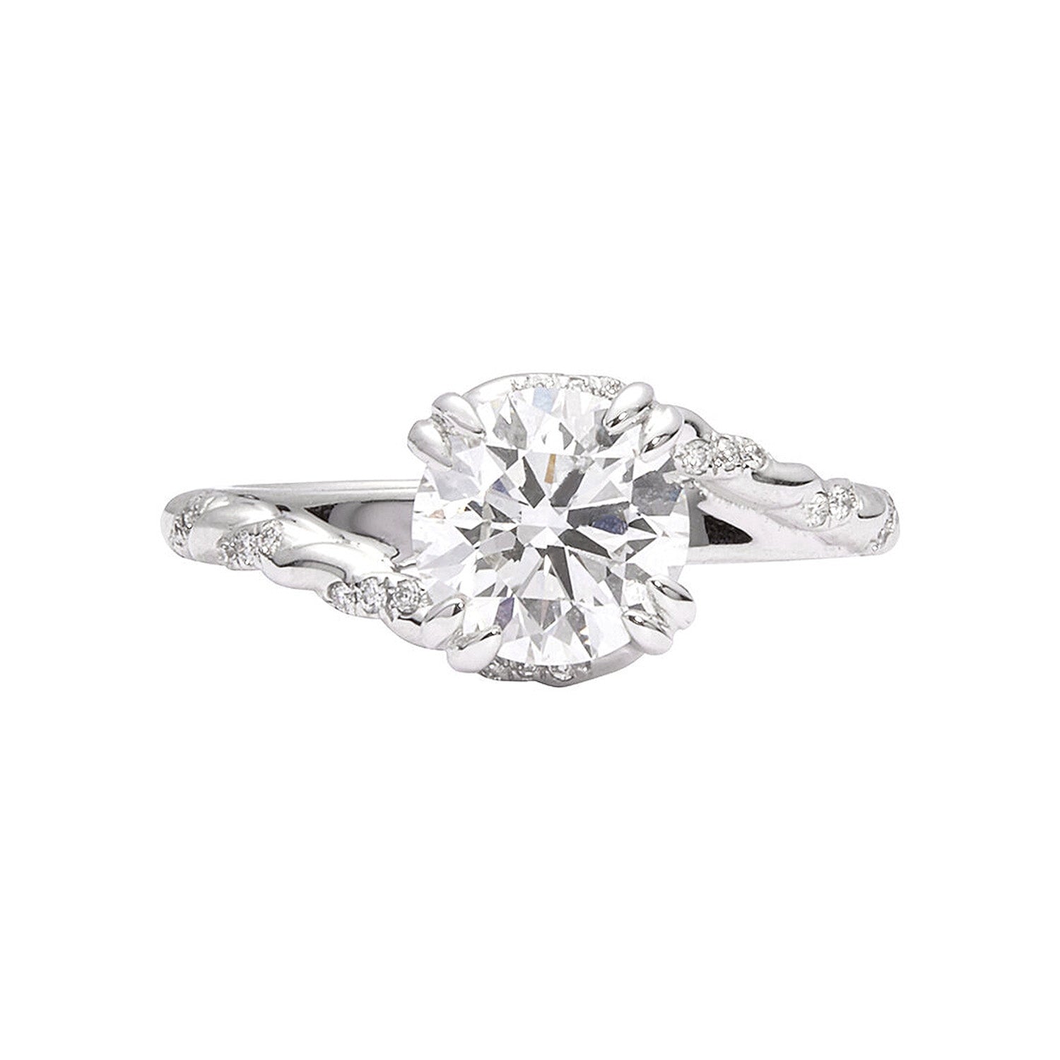 Faith Jewels True Lovers Knot engagement ring with a knotted rope-like sculpted setting entwining the feature diamond in white gold band