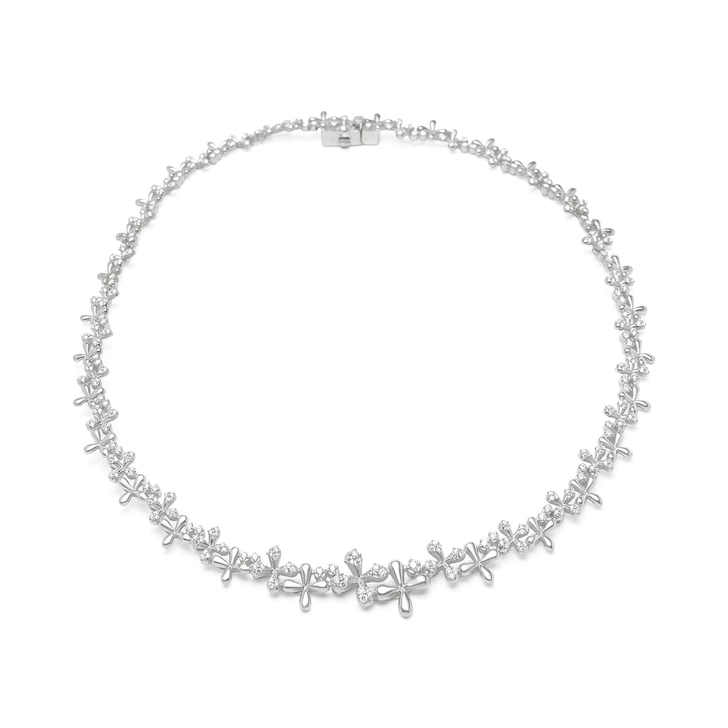 Wildflowers Diamond Collar in 18k white gold with 3.00ct natural diamonds and floral motifs