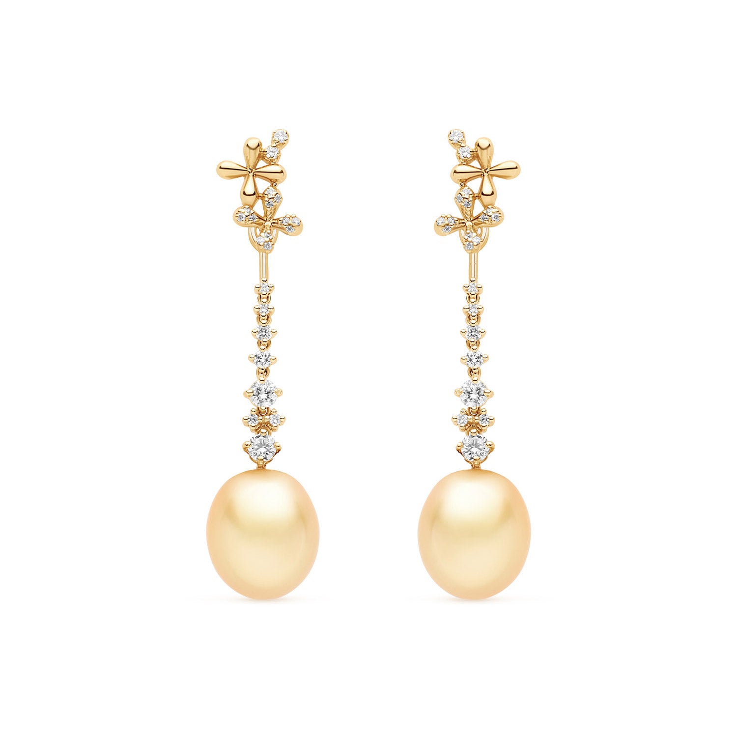 Diamond Enhancers with Golden South Sea Pearls - Yellow Gold