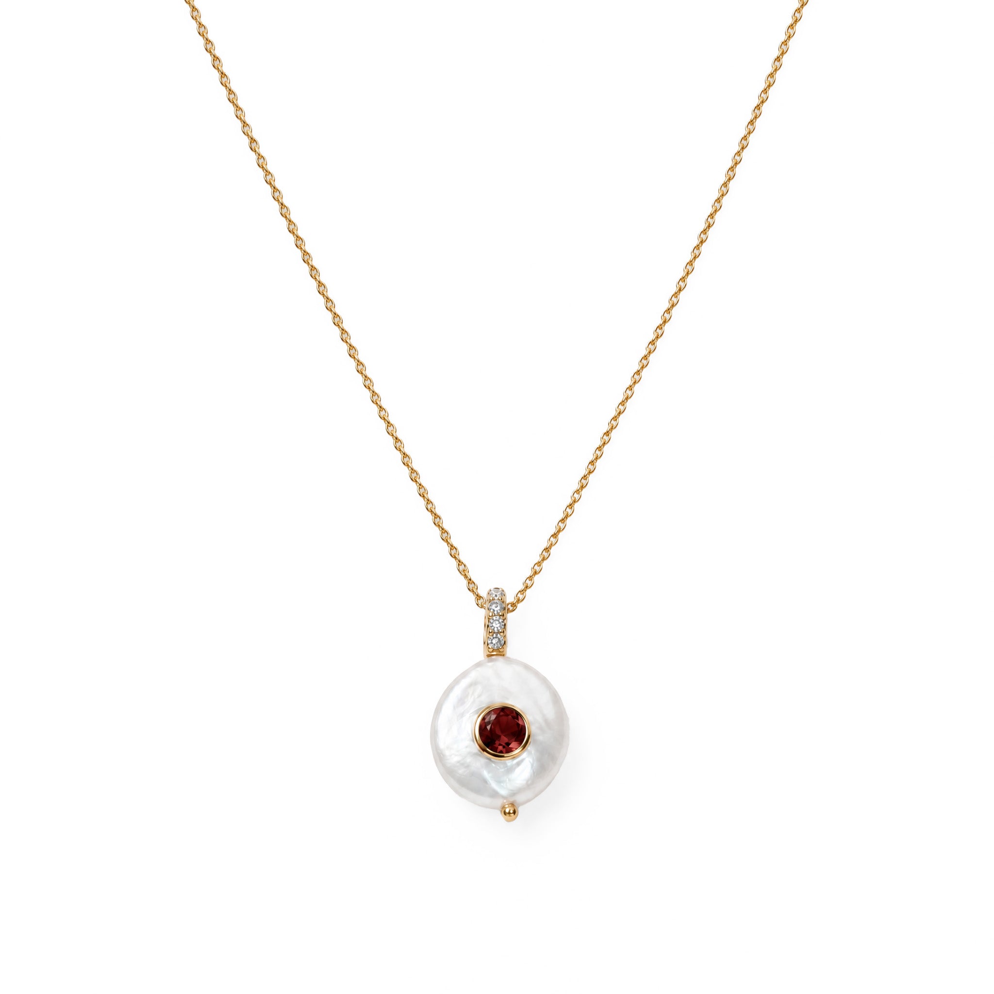Gemdrops Coin Pearl Charm - Garnet