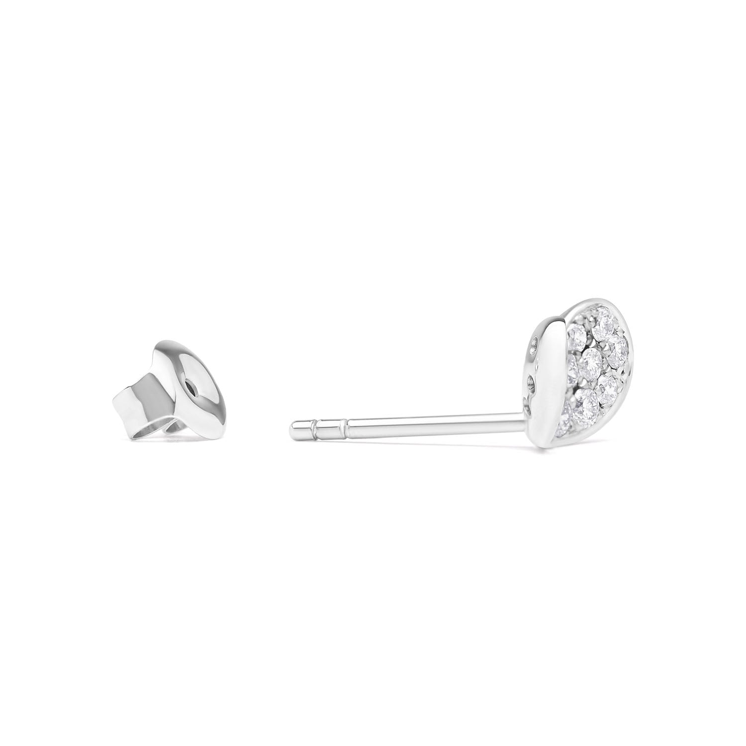 Faith jewels Diamond pavé white gold stud earrings in a stylized petal design, evoking hearts, butterflies, or wings