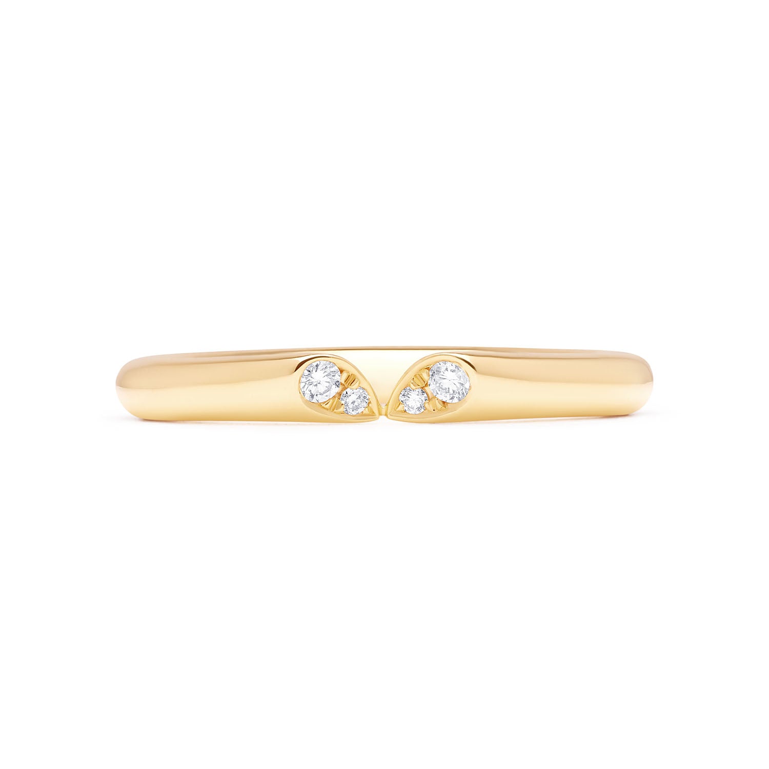 18k yellow gold slim diamond ring with heart-shaped lily petal motif from Whispers of Love.
