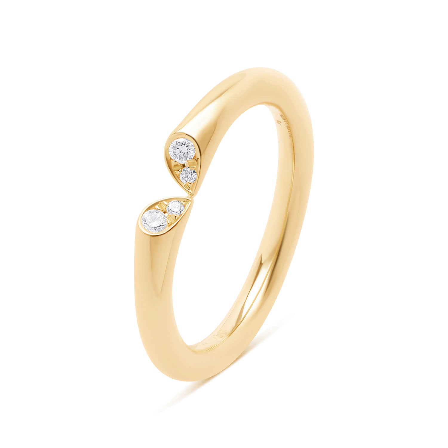 18k yellow gold slim diamond ring with heart-shaped lily petal motif from Whispers of Love.