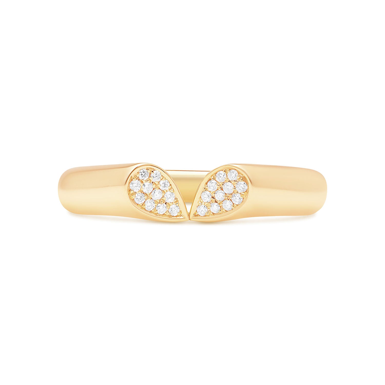 Wide diamond ring in 18k white gold with heart-shaped lily petal motif from Whispers of Love.