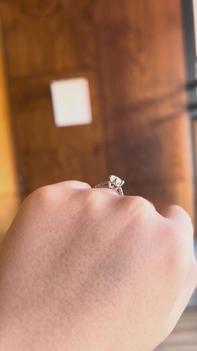 White gold bespoke marquise Toi et Moi engagement ring featuring 2ct centre diamond and precision-crafted reverse diamond.